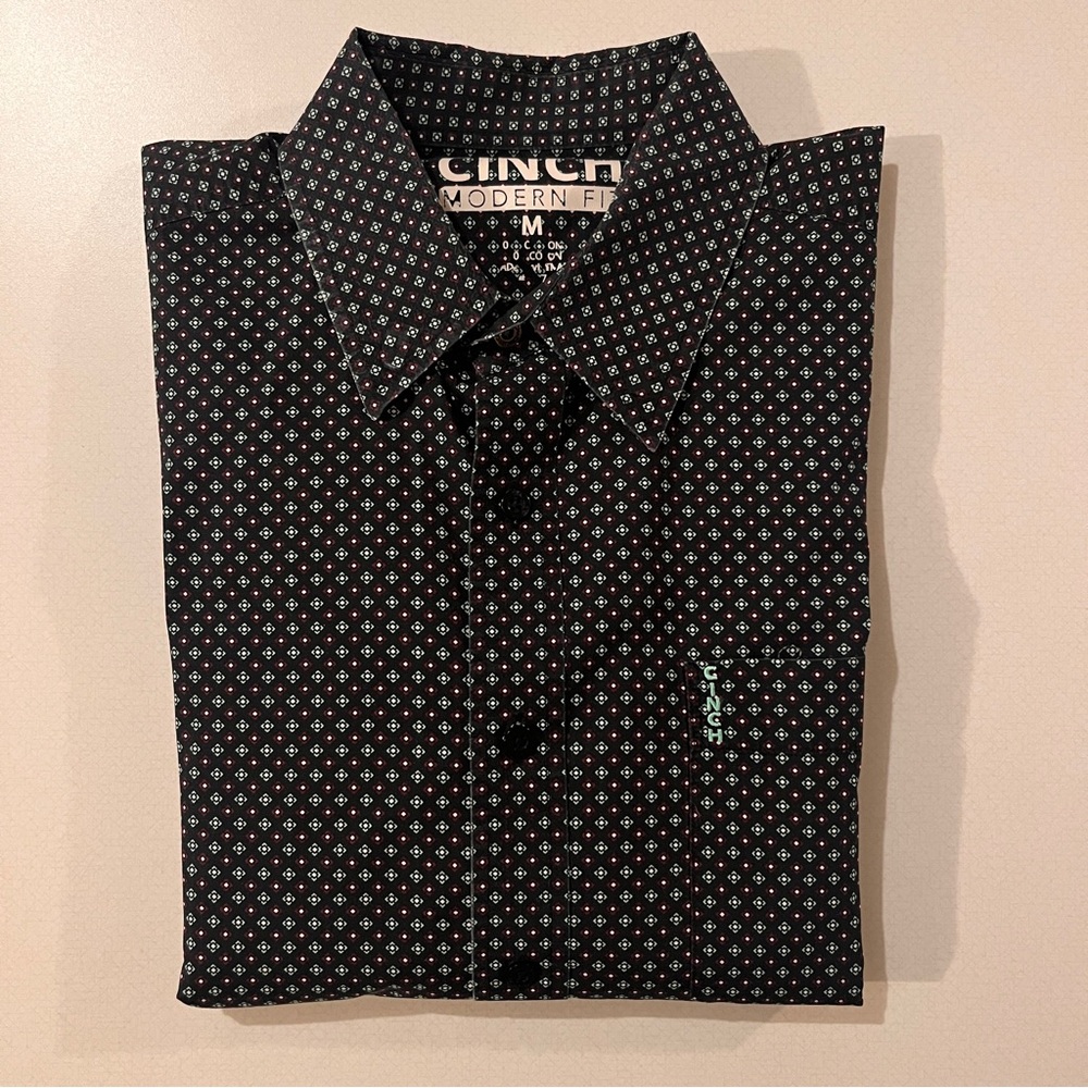 Cinch Men's Modern Fit Diamond Pattern Shirt - Black